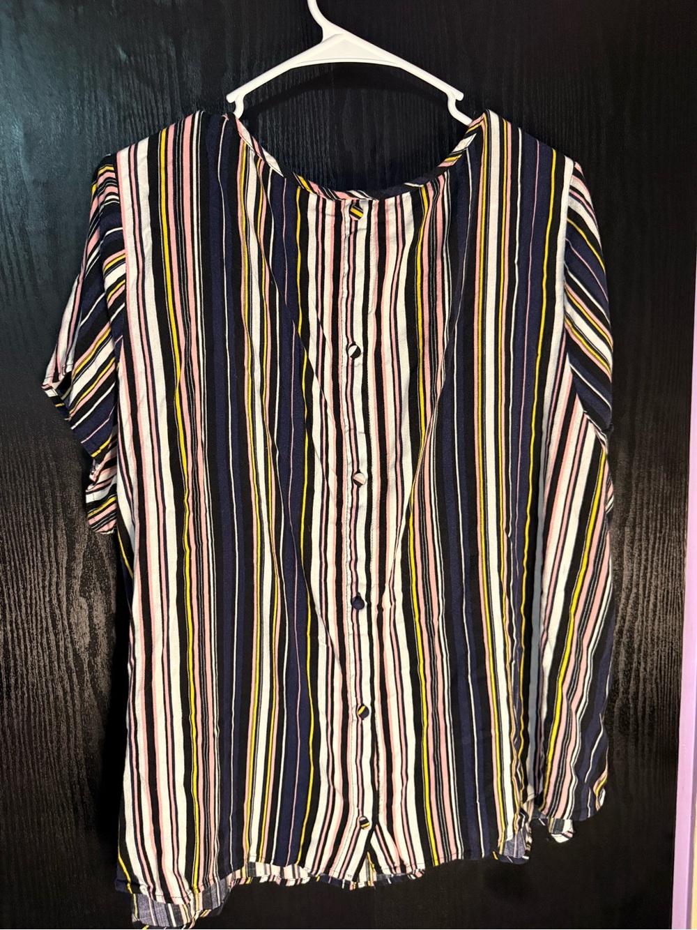 torrid Navy, White & Yellow Striped Button-Back Top